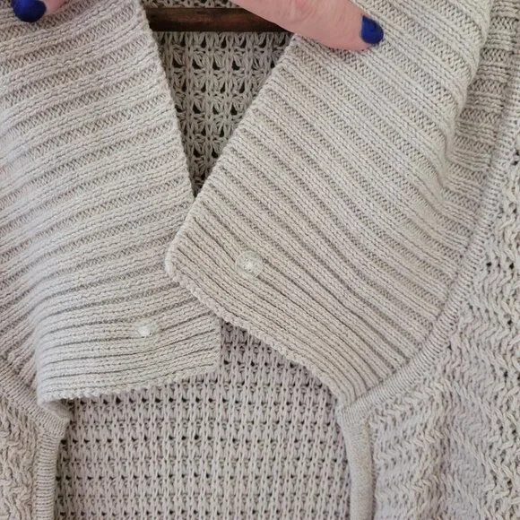 Talbots Womens Open Front Cardigan Size S Beige Office Career Missing Fur Collar - Picture 3 of 11